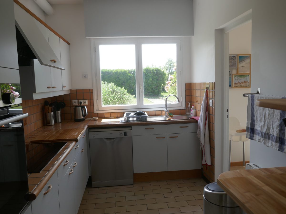 The kitchen on the garden side, with dishwasher